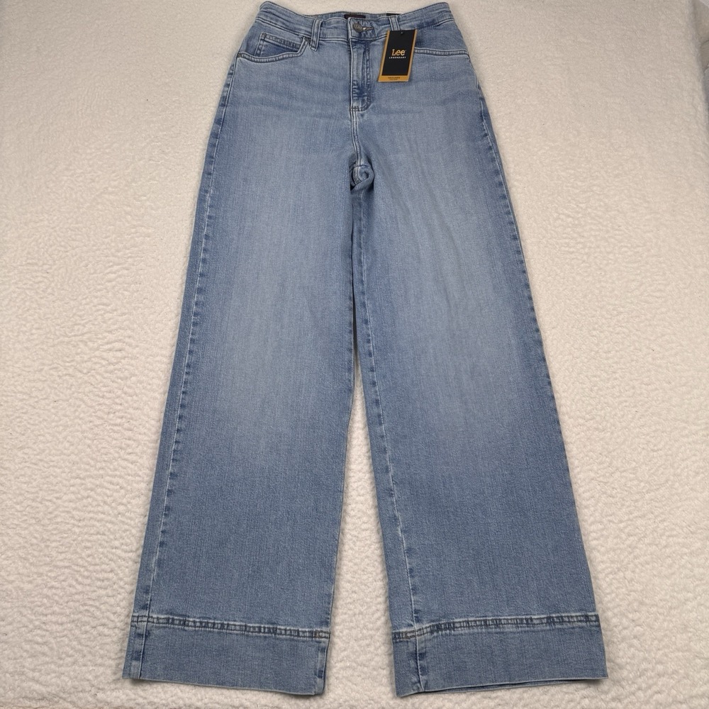 Lee‎ Legendary Trouser Jeans Womens 6 Medium High Rise Wide Leg Blue Denim NWT